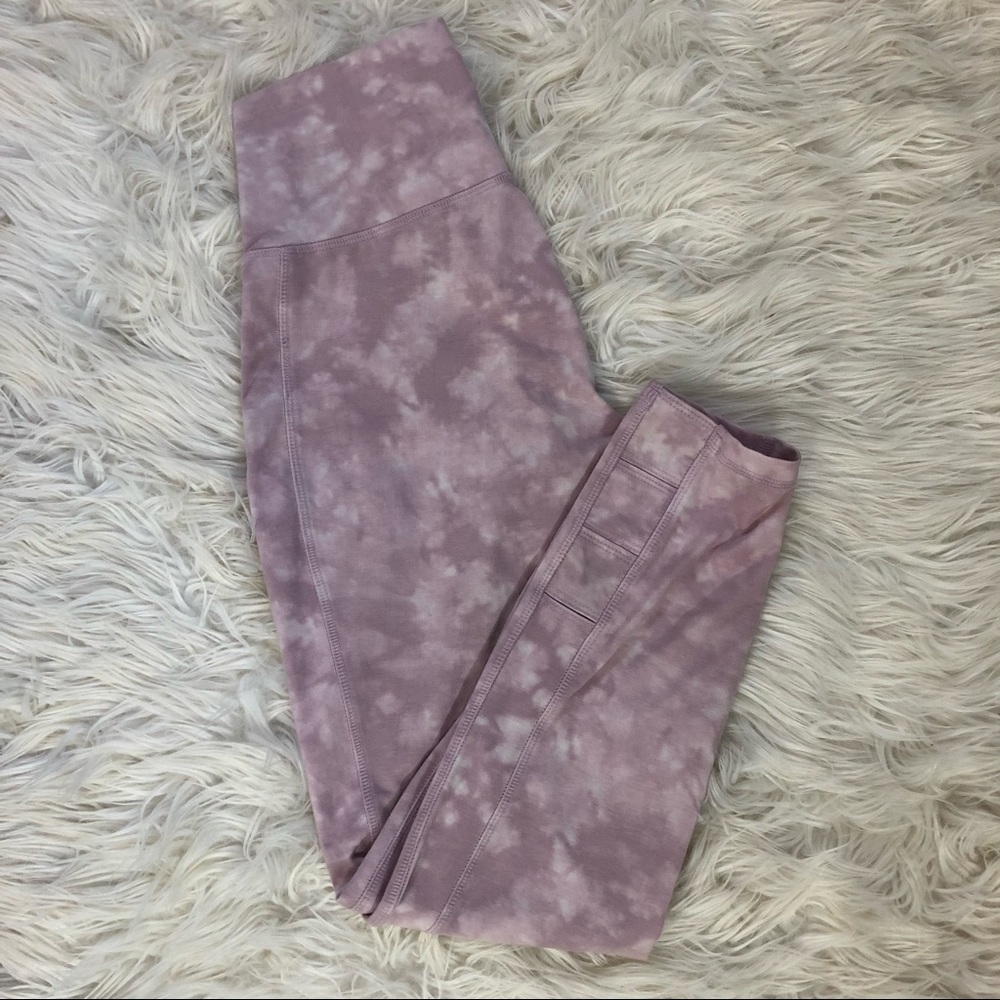 ☁️ Old Nay Active Pink Tie Dye Workout Leggings with Lattice Ankle Detail - Picture 2 of 7